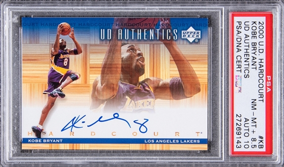 2000 UD Hardcourt "UD Authentics" #KB Kobe Bryant Signed Card - PSA NM-MT+ 8.5/AUTO 10